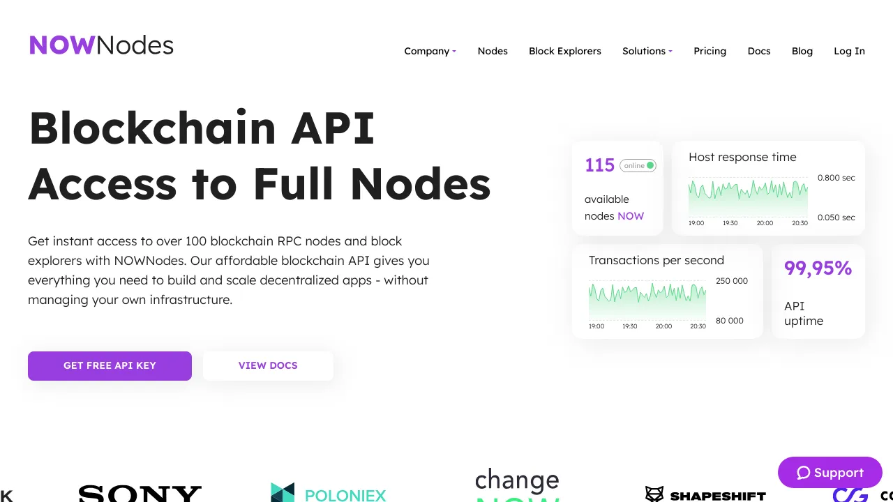 Screenshot of Nownodes website