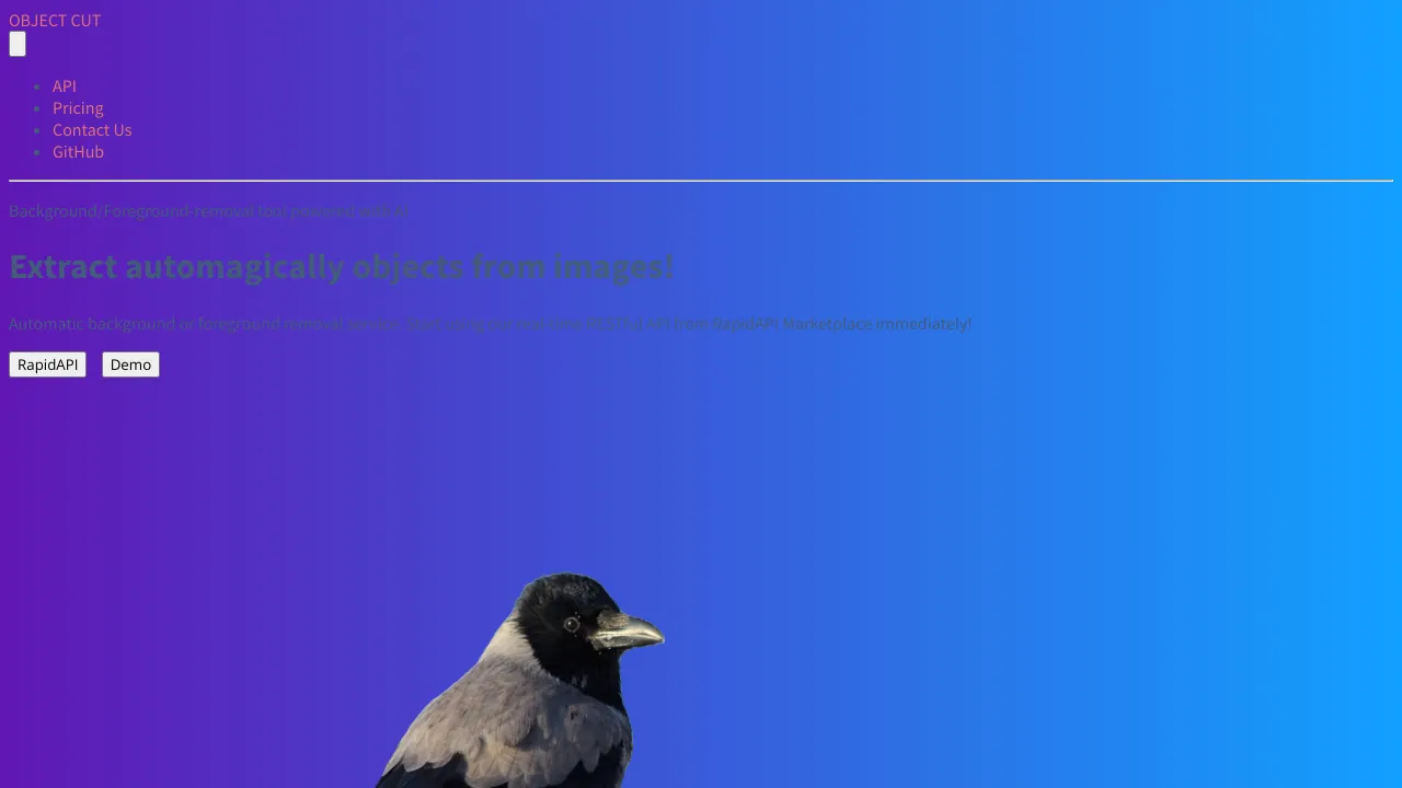 Screenshot of ObjectCut website