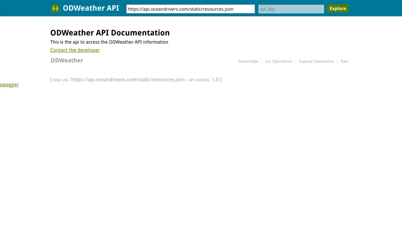 Screenshot of ODWeather website