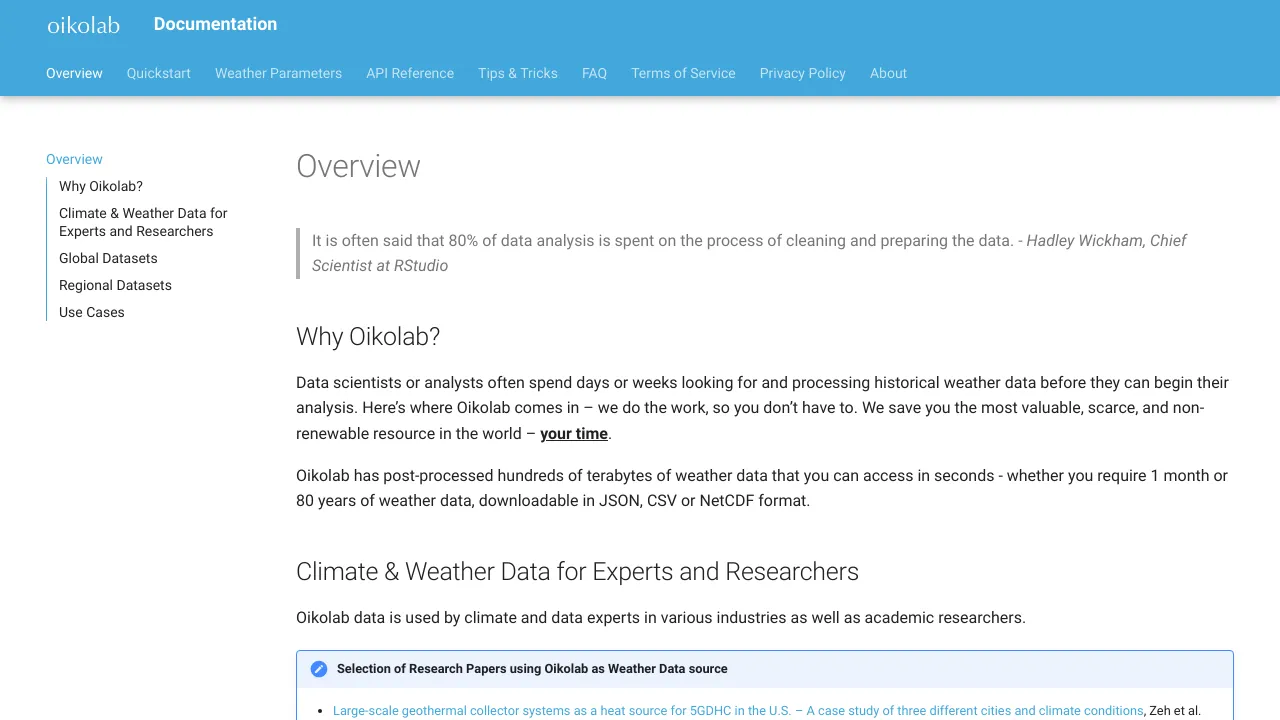 Screenshot of Oikolab website