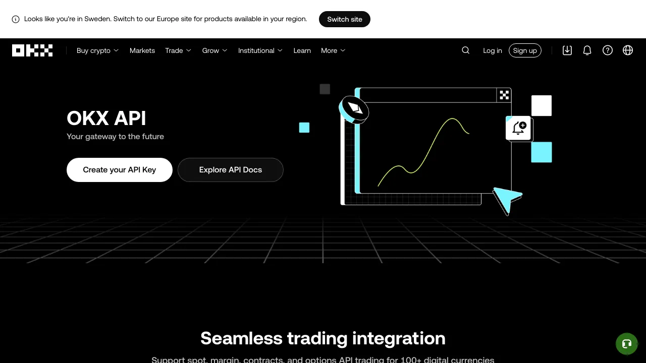 Screenshot of OKEx website