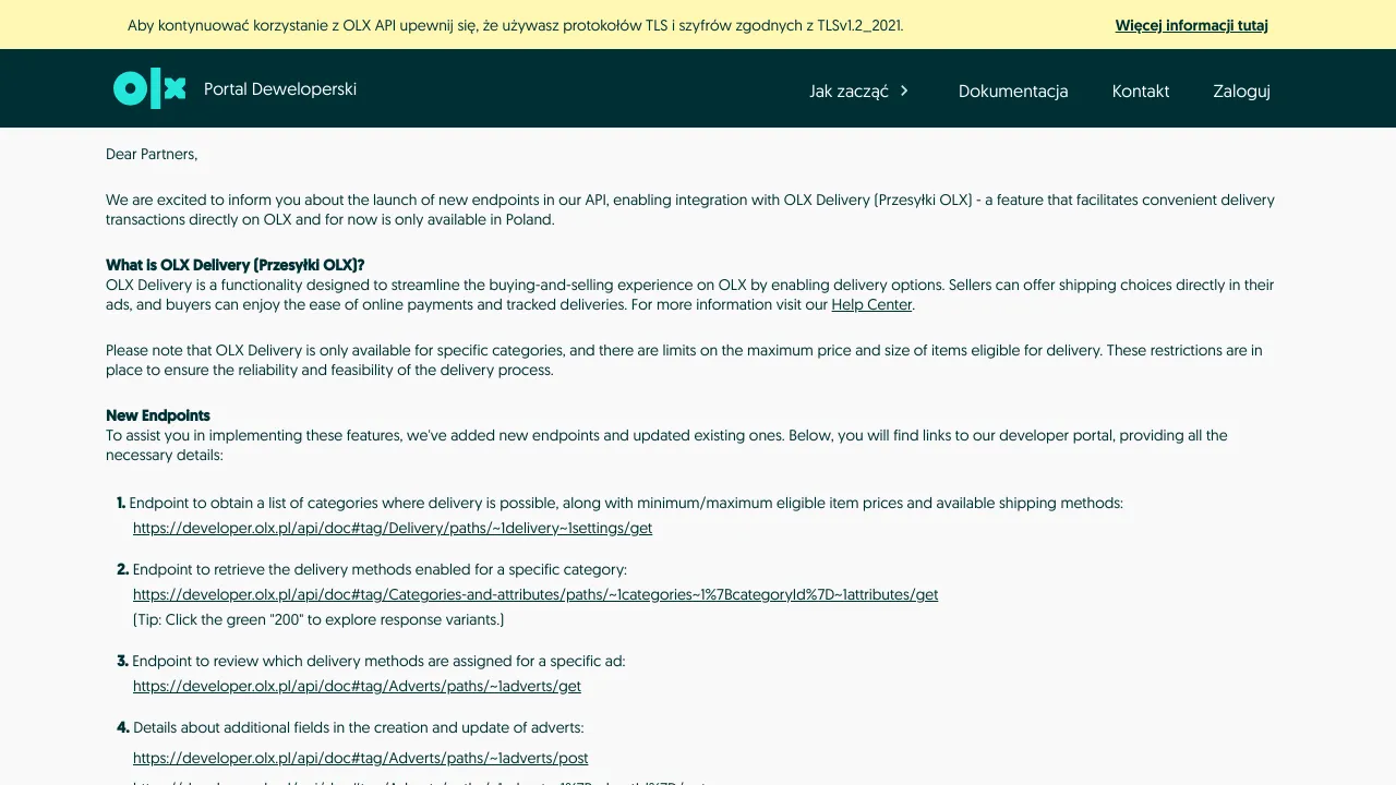 Screenshot of OLX Poland website