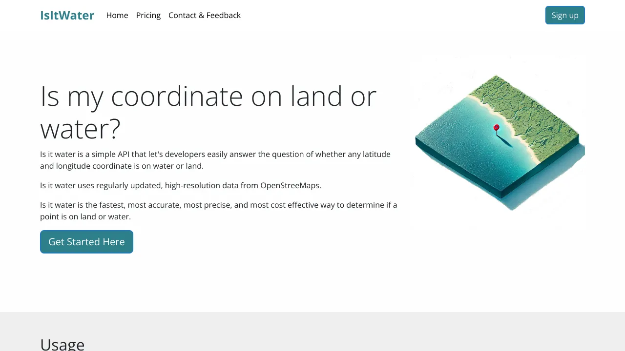 Screenshot of OnWater website