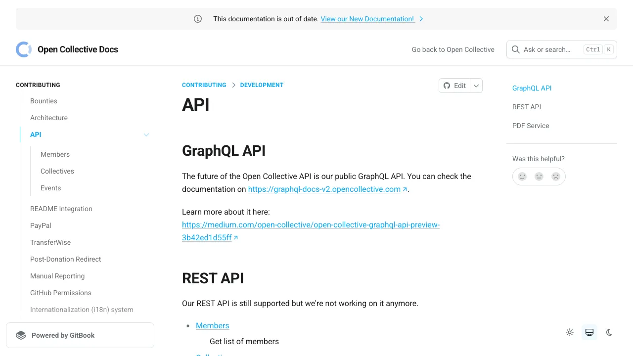 Screenshot of Open Collective website