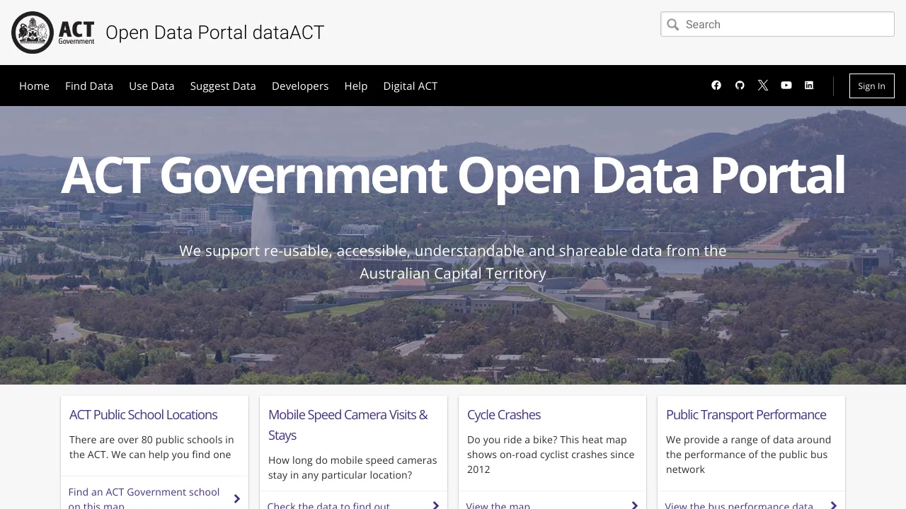 Screenshot of Open Government ACT website