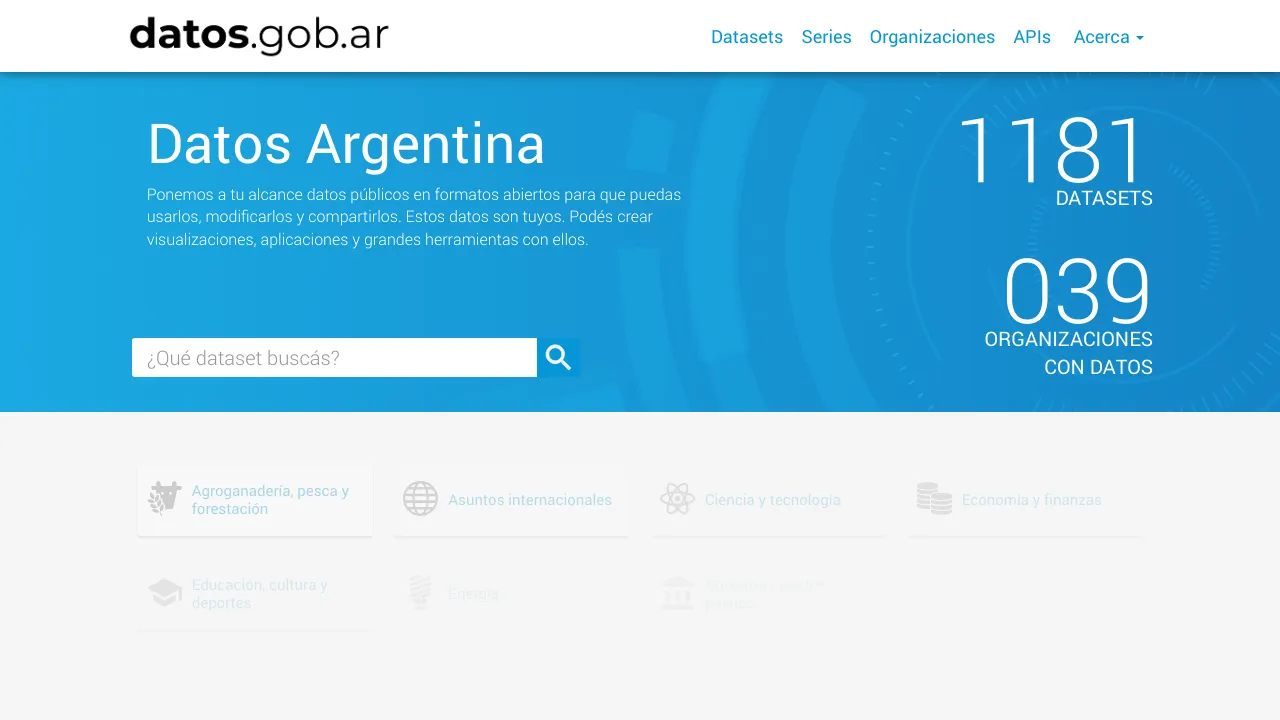 Screenshot of Open Government Argentina website
