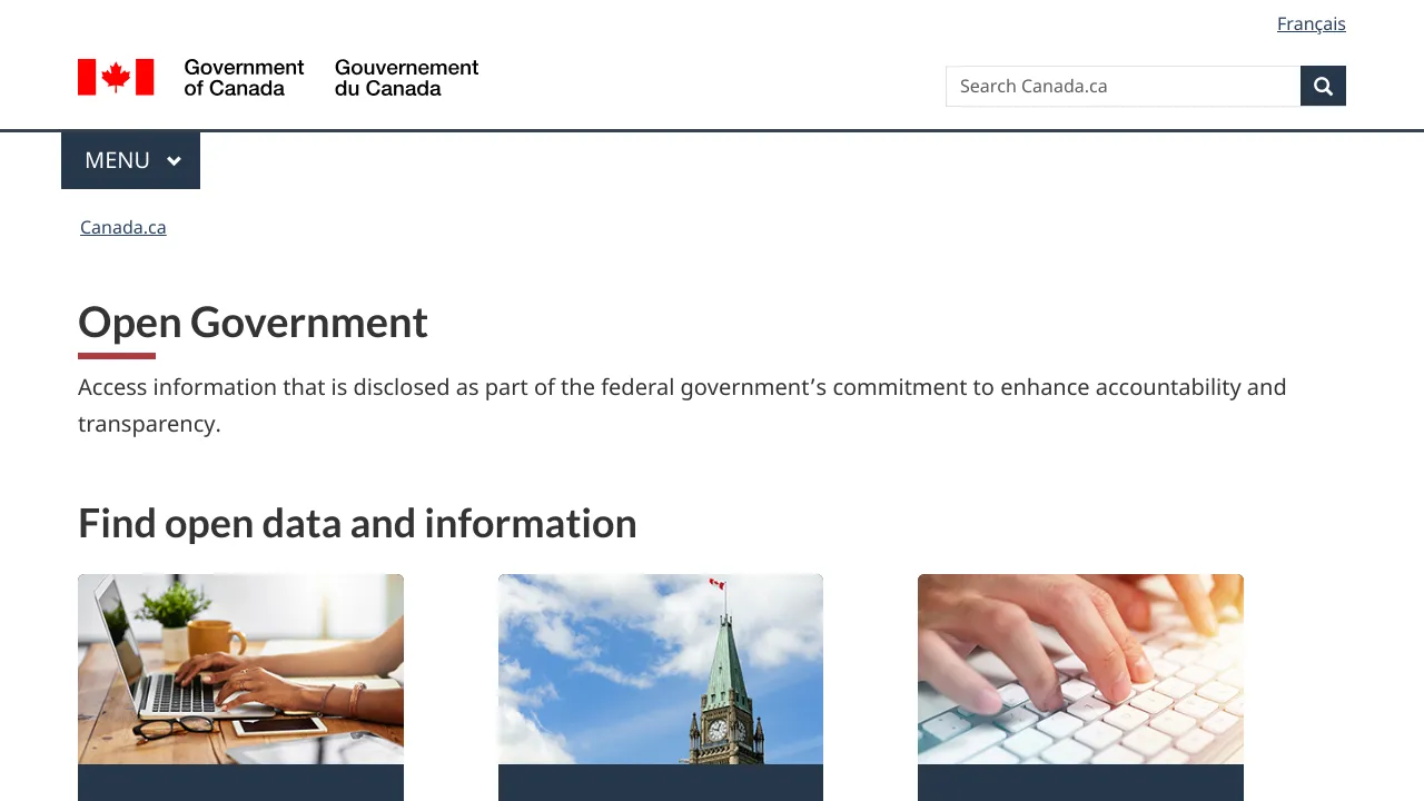 Screenshot of Open Government Canada website