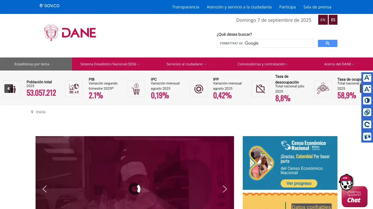 Screenshot of Open Government Colombia website