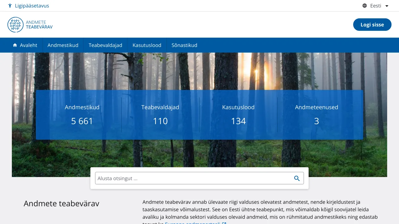 Screenshot of Open Government Estonia website
