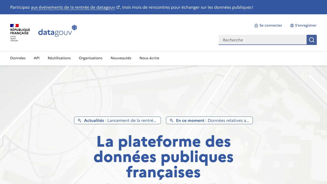 Screenshot of Open Government France website