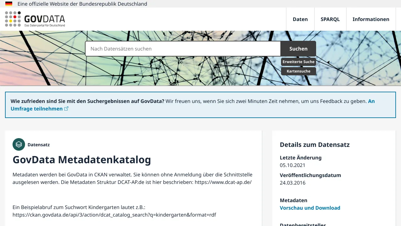 Screenshot of Open Government Germany website