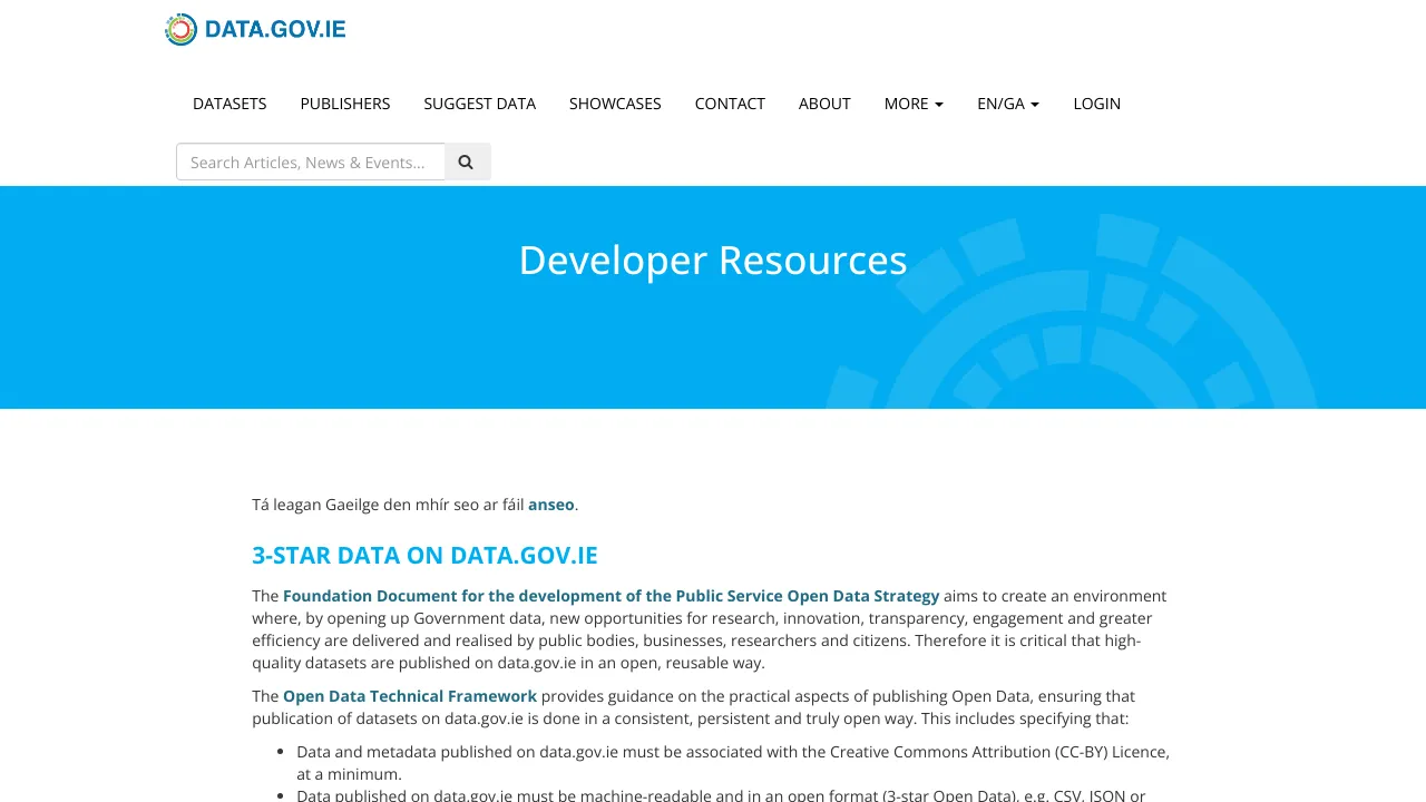 Screenshot of Open Government Ireland website