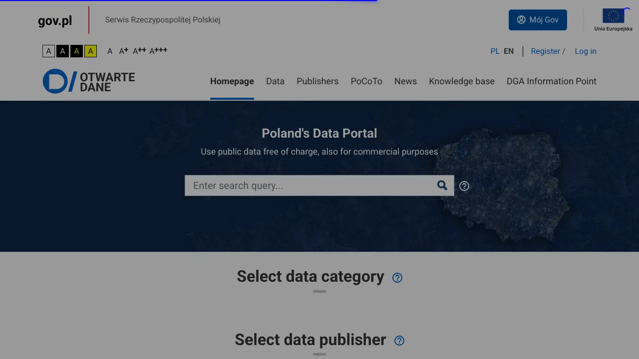 Screenshot of Open Government Poland website