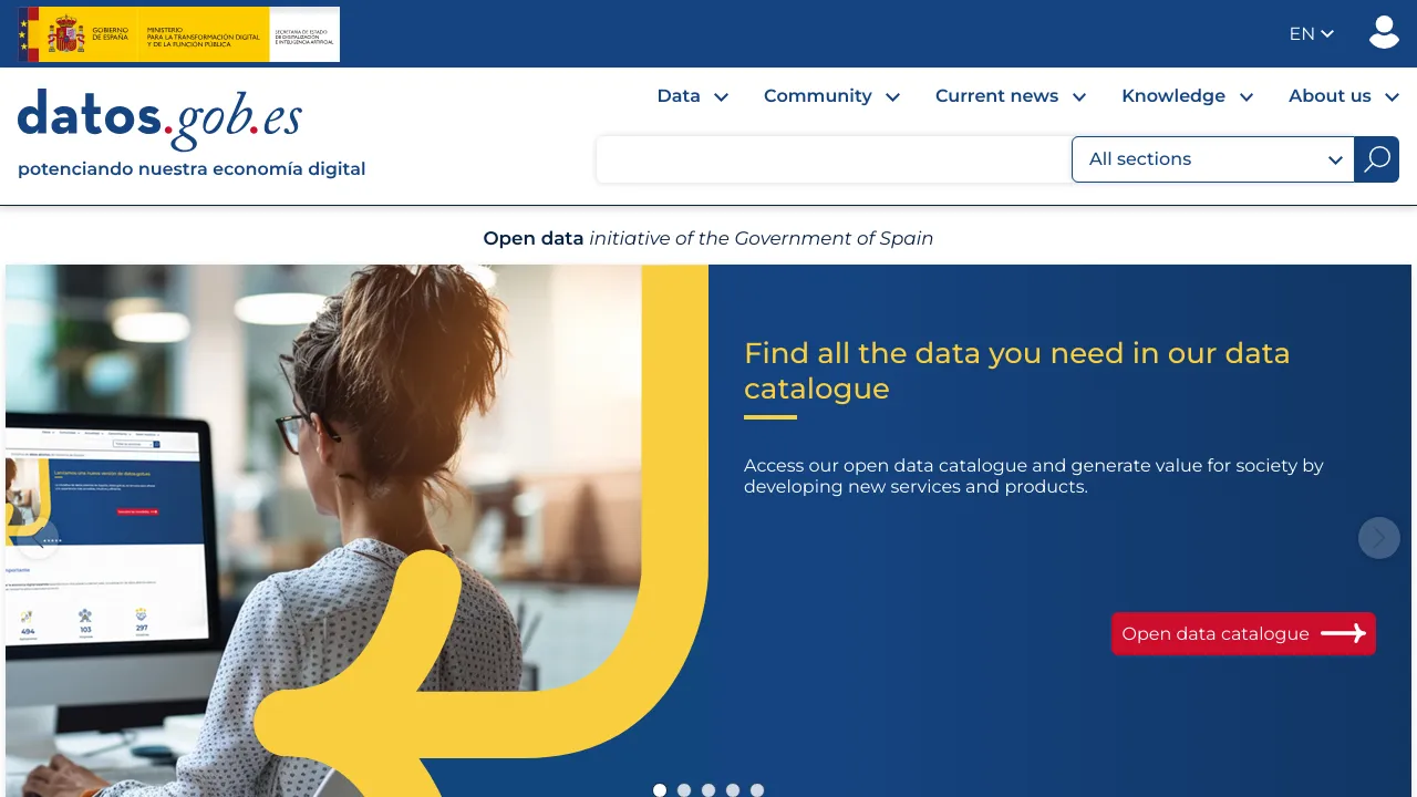 Screenshot of Open Government Spain website