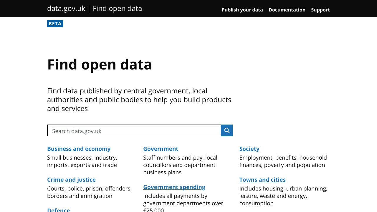 Screenshot of Open Government UK website