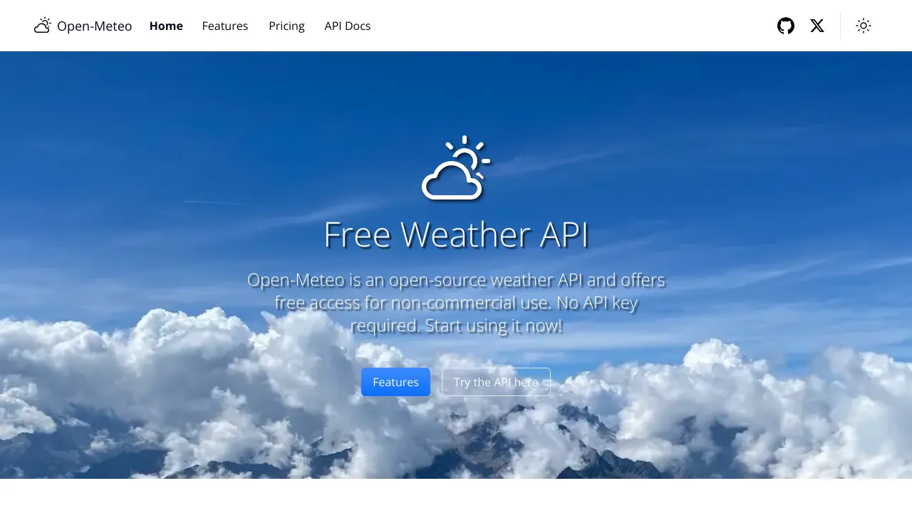 Screenshot of Open-Meteo website