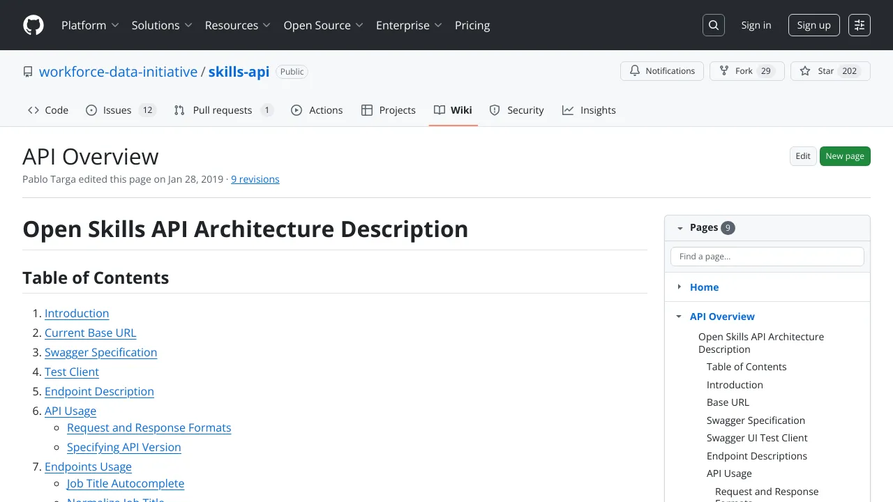 Screenshot of Open Skills website