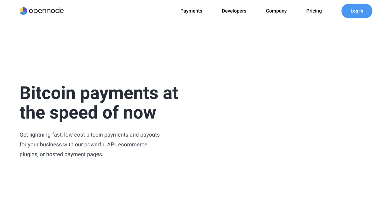 Screenshot of OpenNode website