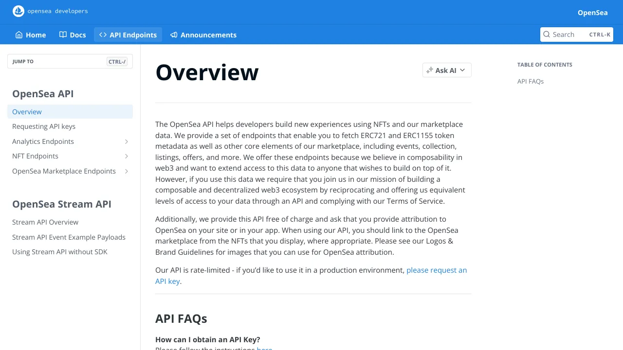Screenshot of OpenSea website