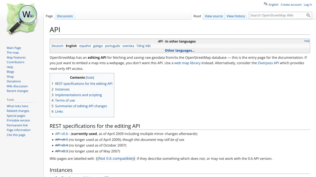 Screenshot of OpenStreetMap website