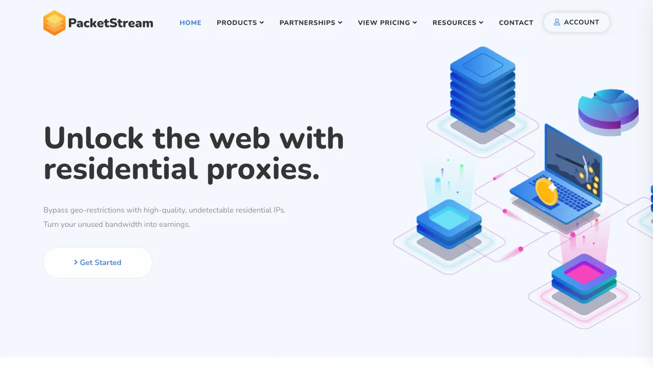 Screenshot of PacketStream website