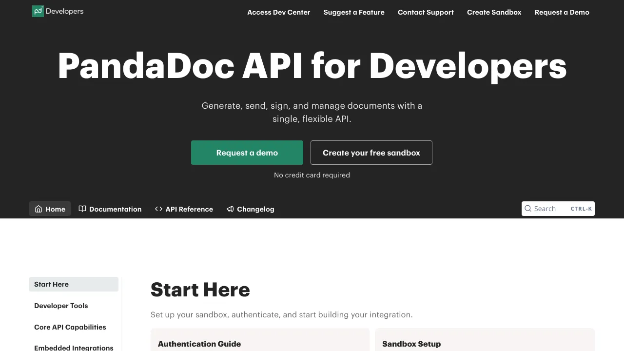 Screenshot of PandaDoc website