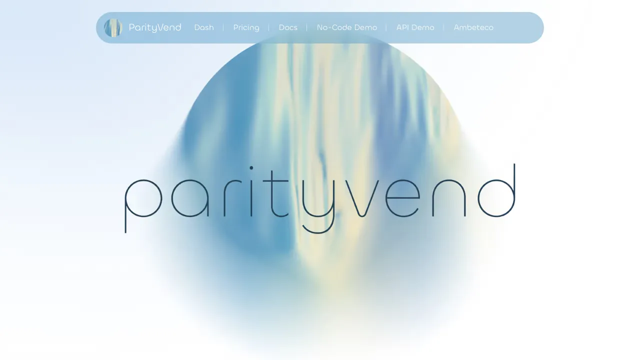 Screenshot of ParityVend website