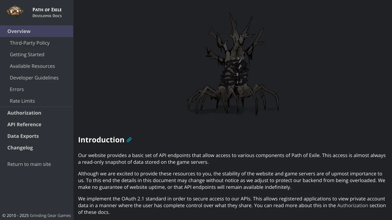 Screenshot of Path of Exile website