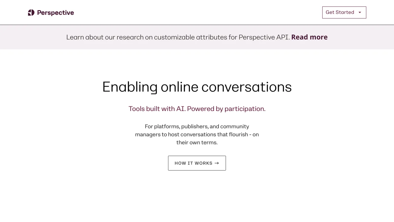 Screenshot of Perspective website