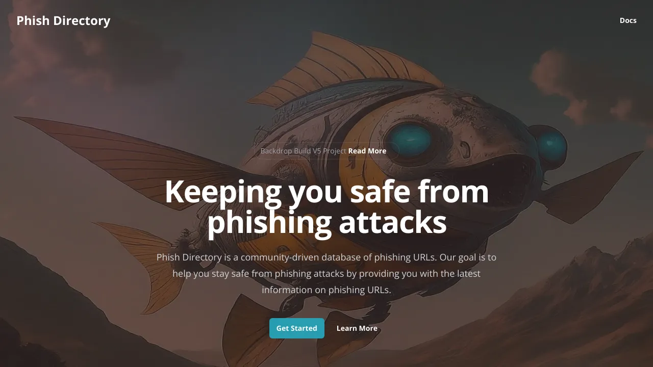 Screenshot of phish.directory website