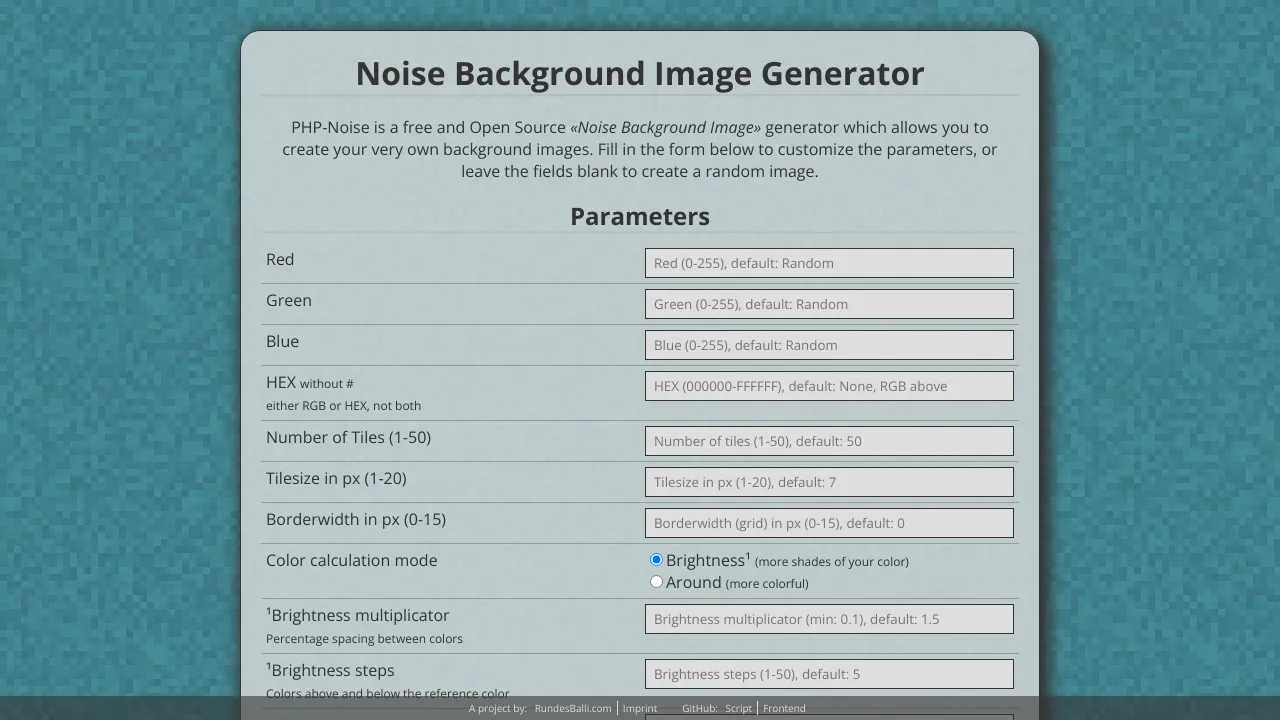Screenshot of PHP-Noise website