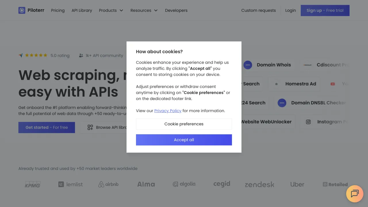 Screenshot of Piloterr website