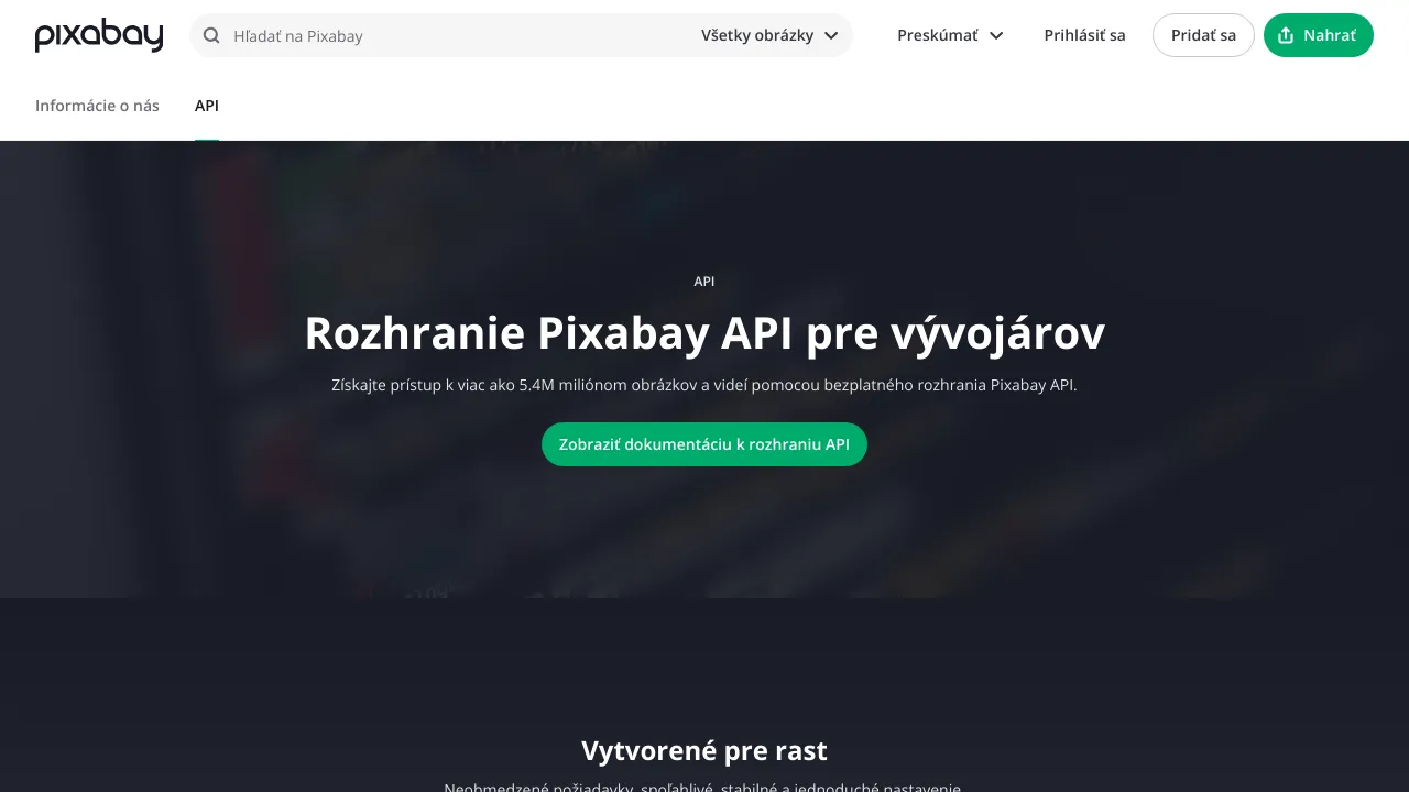 Screenshot of Pixabay website