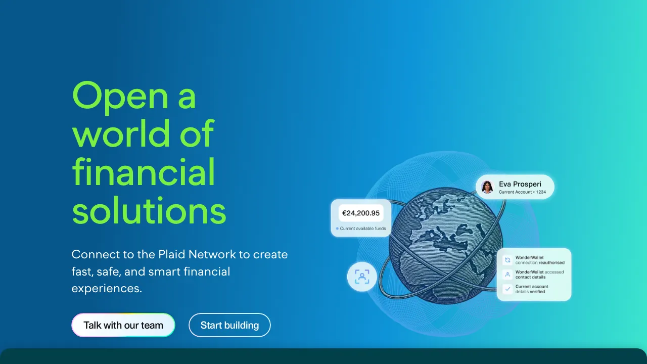 Screenshot of Plaid website