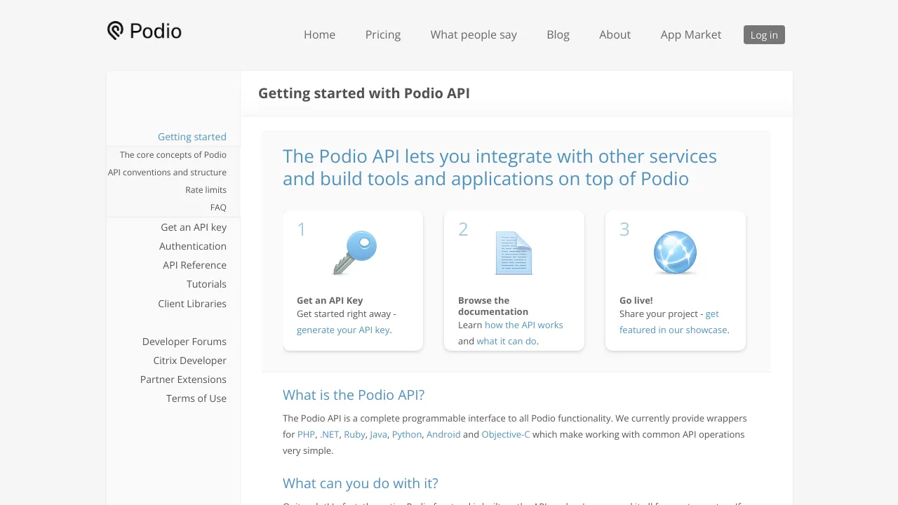Screenshot of Podio website