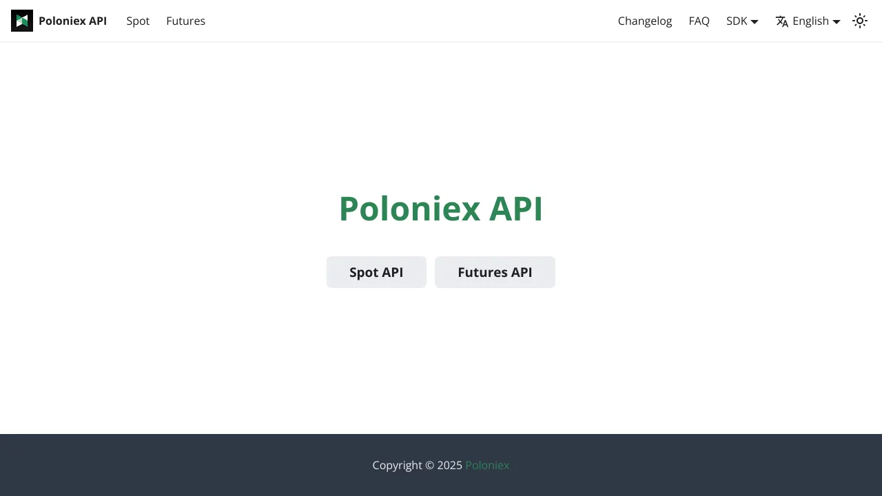 Screenshot of Poloniex website