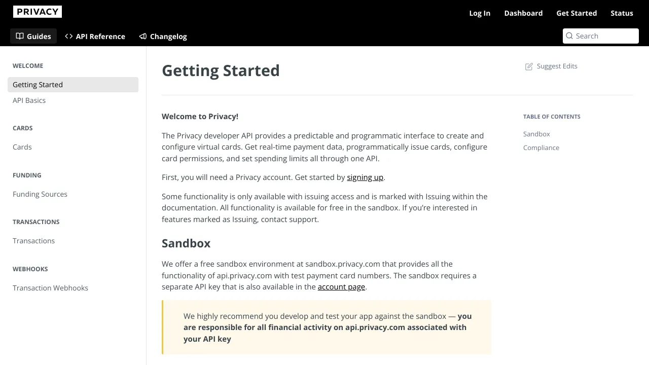 Screenshot of Privacy.com website
