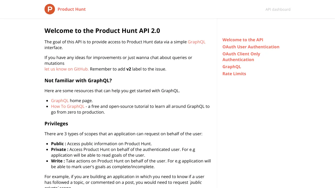 Screenshot of Product Hunt website