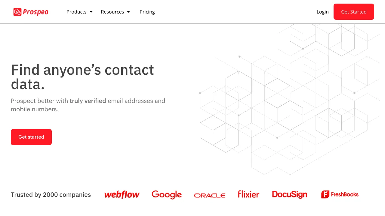 Screenshot of Prospeo website