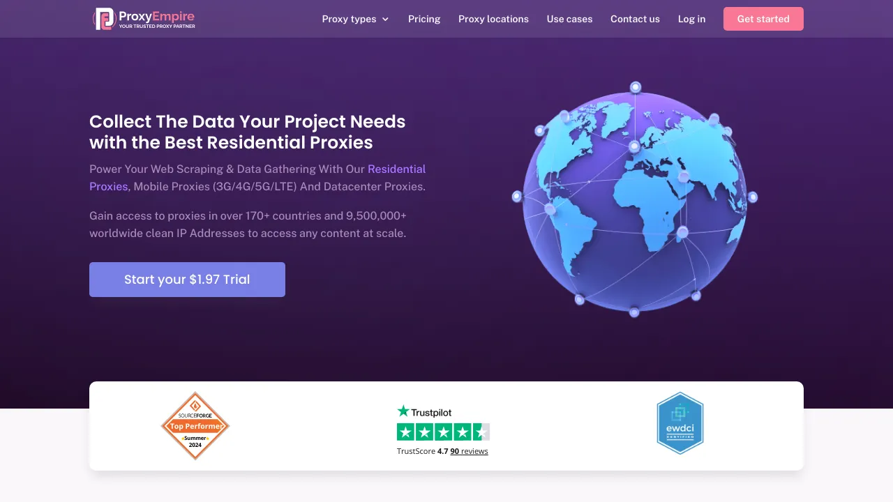 Screenshot of ProxyEmpire website