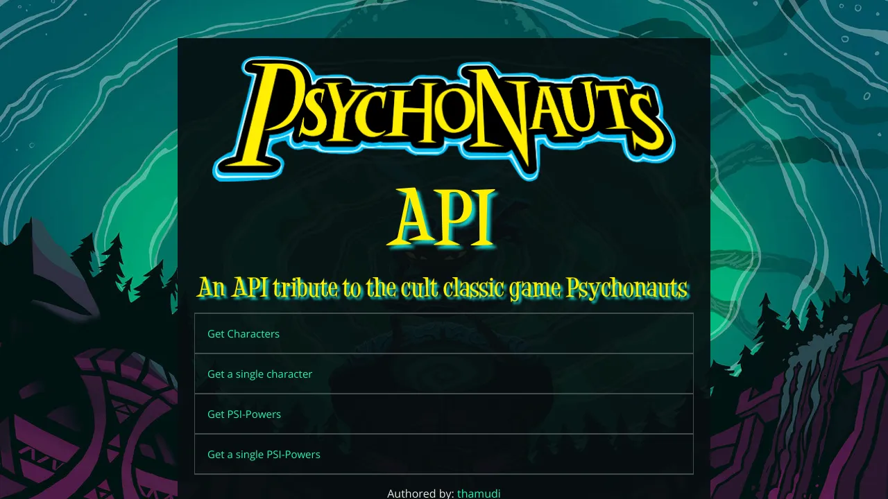 Screenshot of Psychonauts website