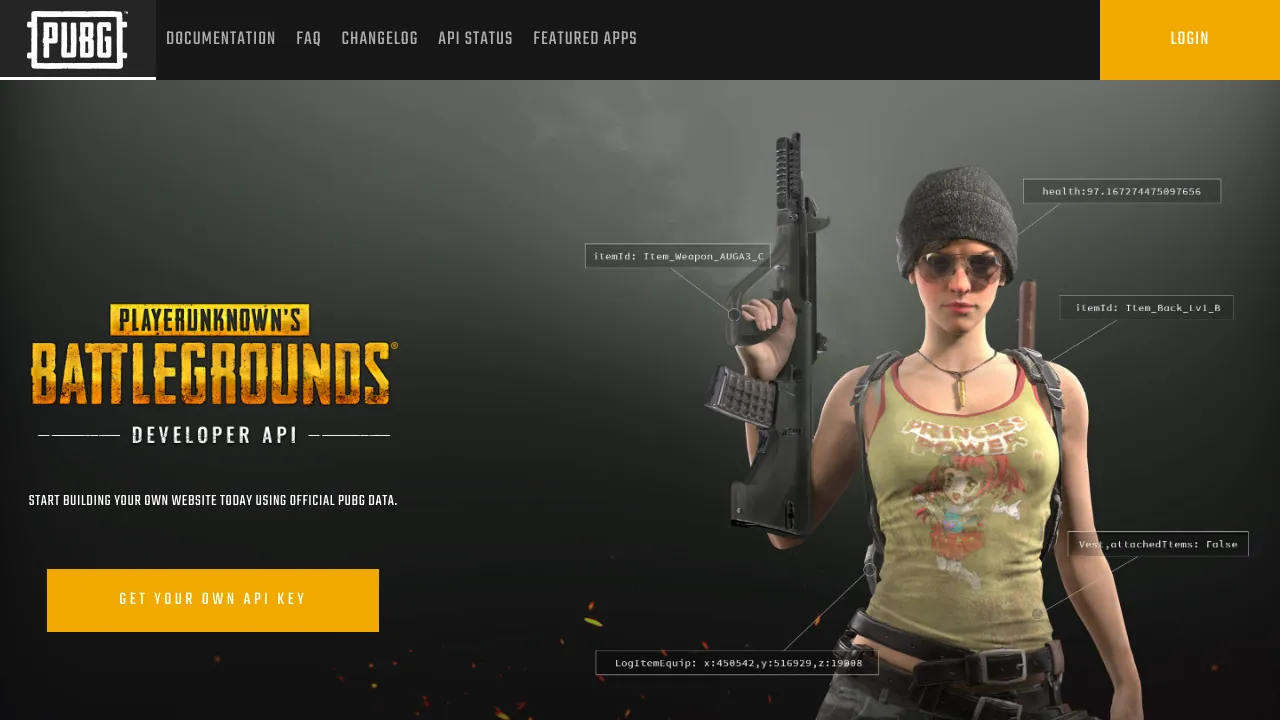 Screenshot of PUBG website