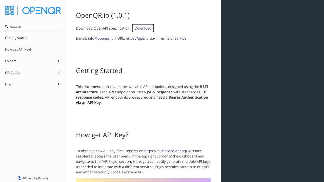 Screenshot of QR code Generator website