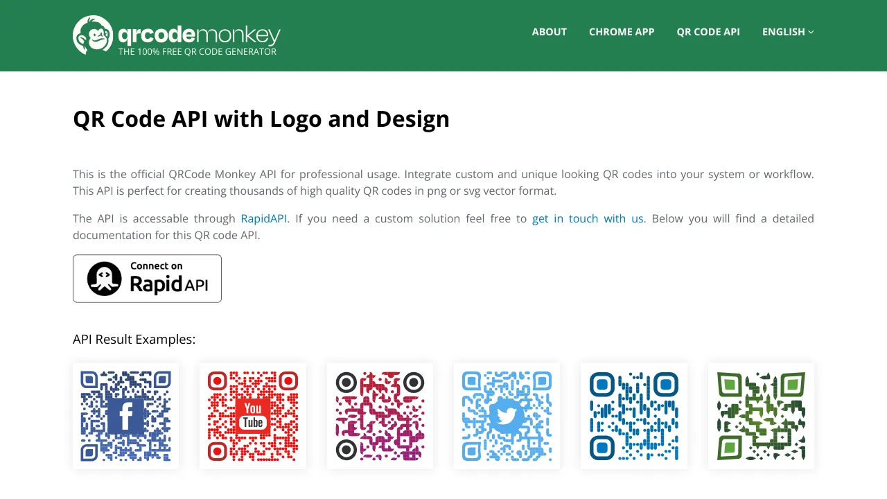 Screenshot of Qrcode Monkey website