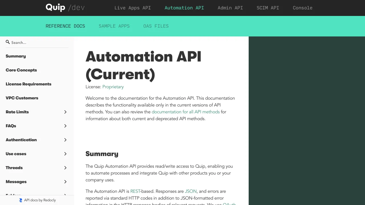 Screenshot of Quip website