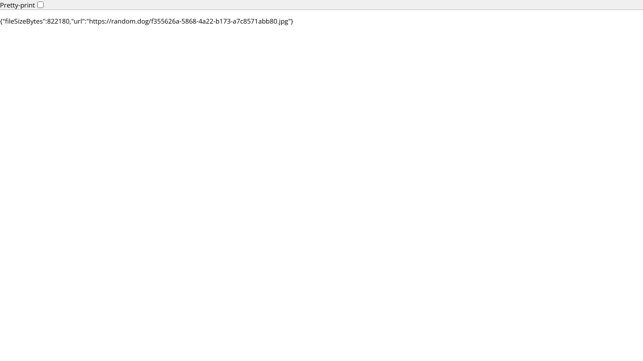 Screenshot of RandomDog website