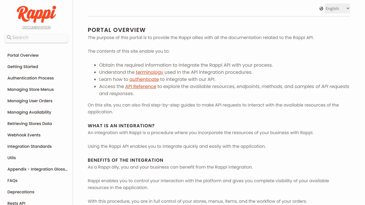 Screenshot of Rappi website