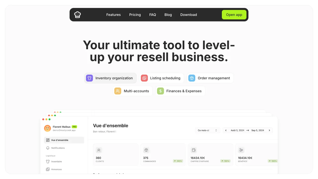 Screenshot of ReadyCook website