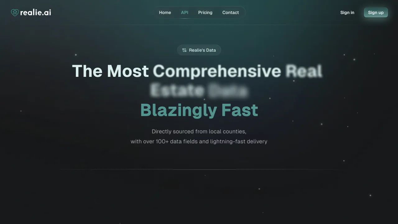 Screenshot of Realie Property Data API website