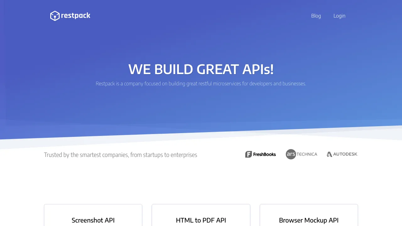 Screenshot of Restpack website
